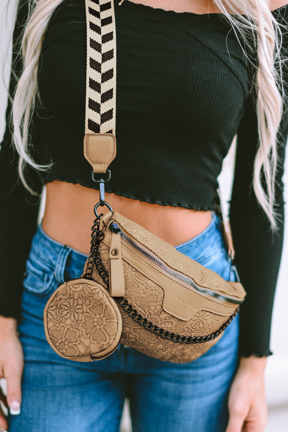 Bright White Colorblock Strap Crossbody Bag with Coin Purse