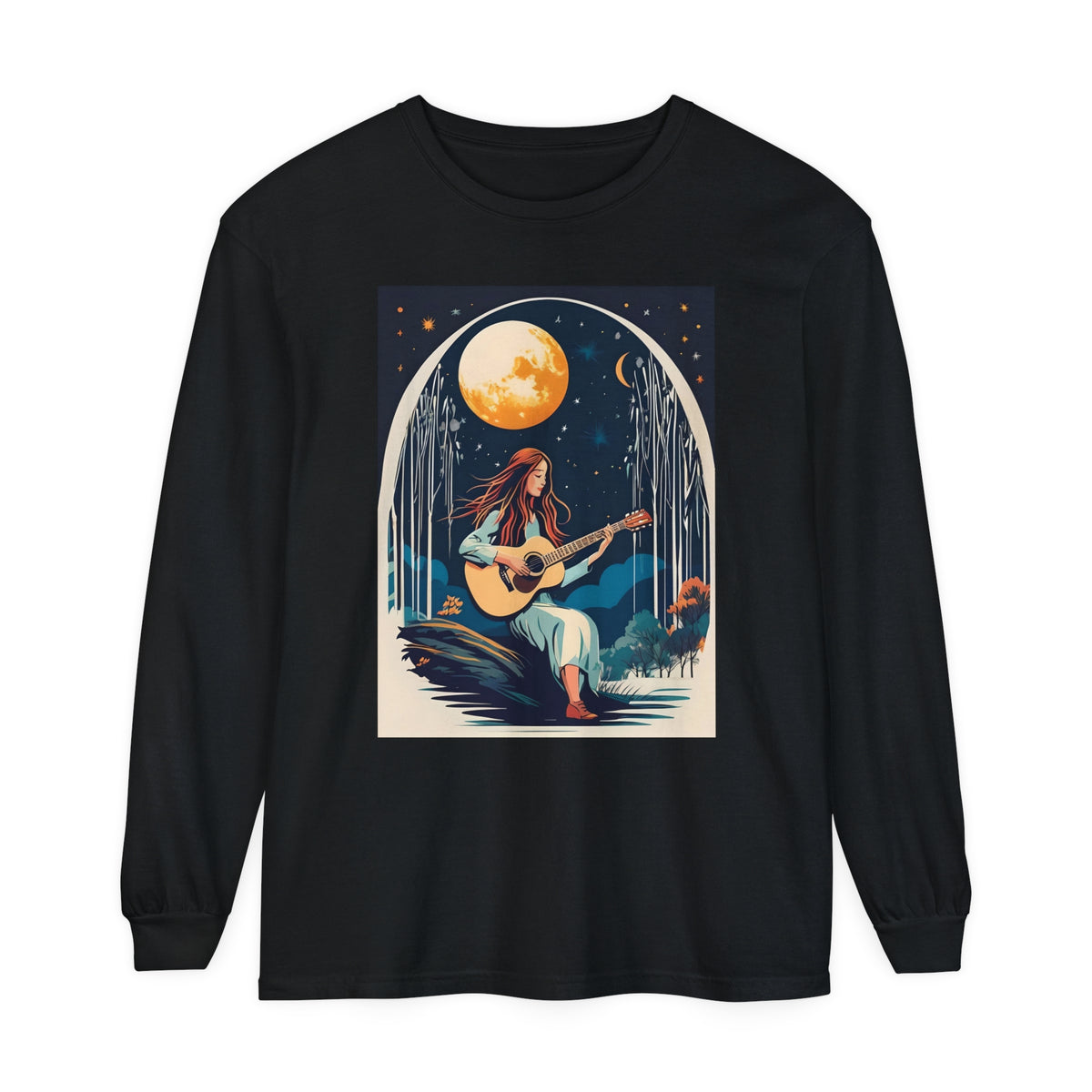 Night Melodies Unisex Garment-dyed Long Sleeve T-Shirt