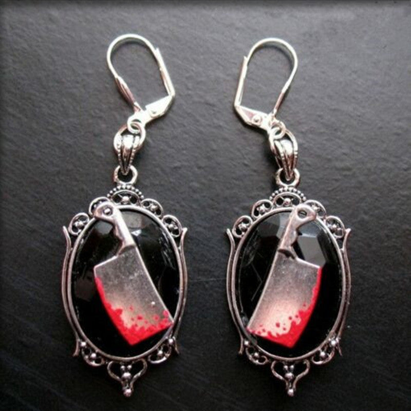 Vintage Bloody Cleaver Halloween Cosplay Ornamental Earrings