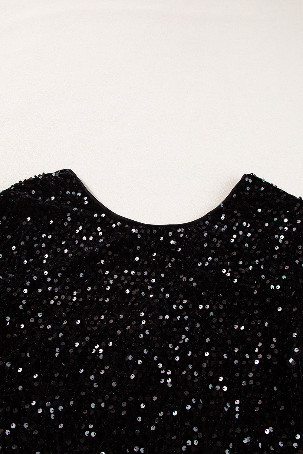 Black Sequin Long Sleeve Cutout Back Top | Women’s Glamorous Blouse