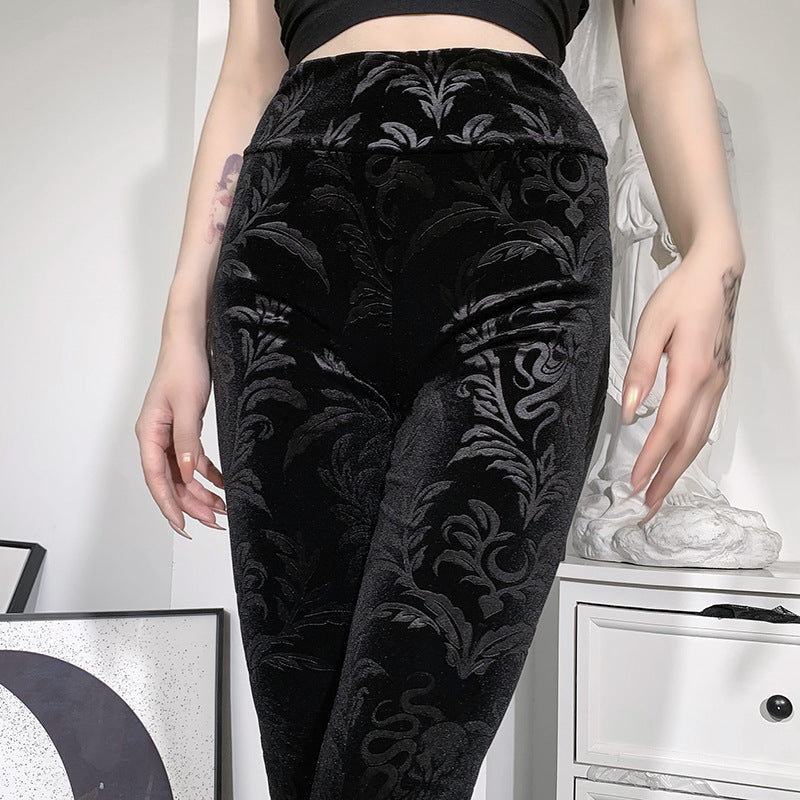 Dark Design Suede Embossed Personality Pants