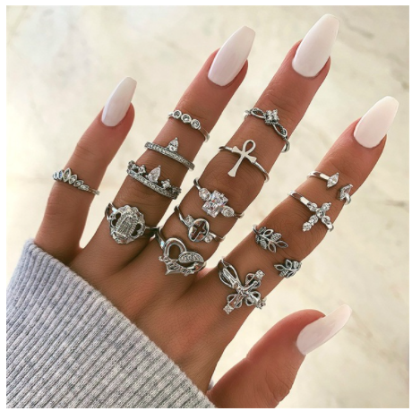 Boho Rhinestone Ring Set