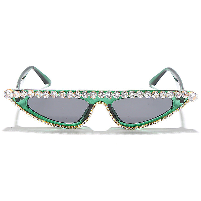 Library Lady Chic Retro Sunglasses With Pearl Accents and Chain