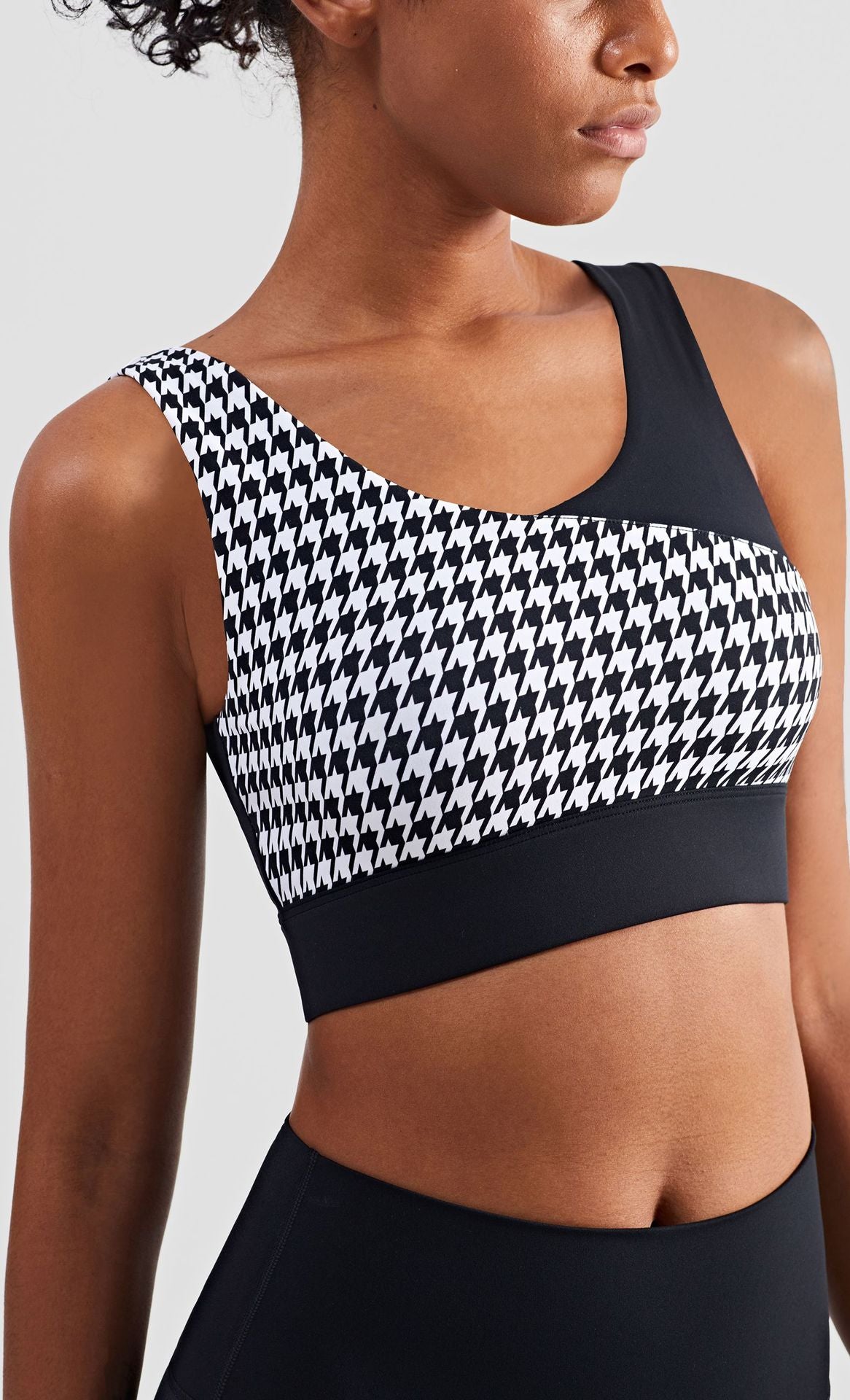 Houndstooth Contrast Yoga Sport Tank Top