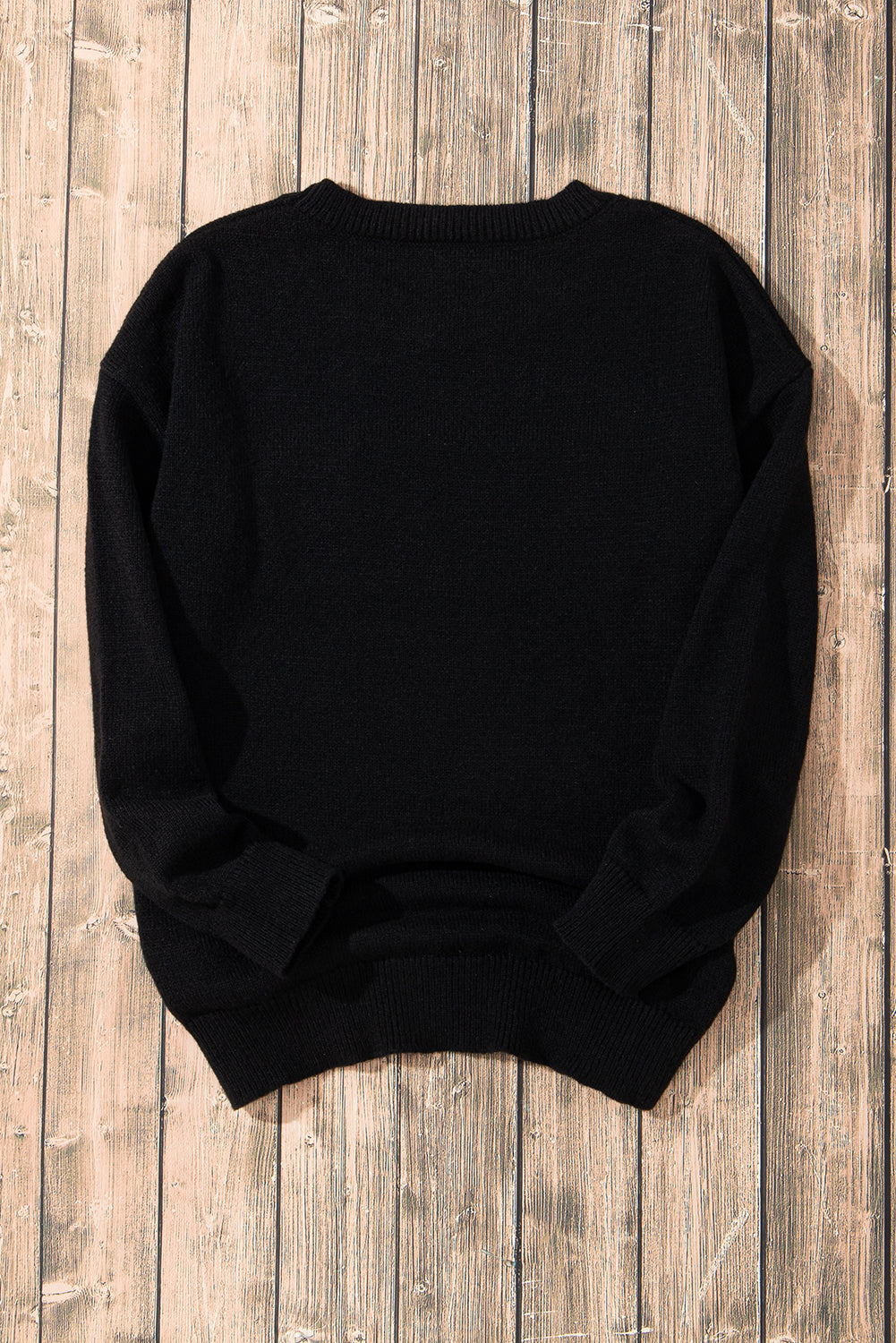 Black Howdy Heart Graphic Round Neck Casual Sweater