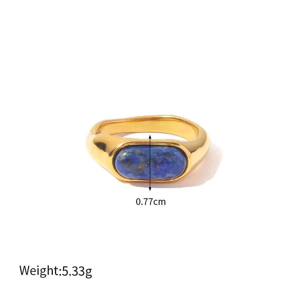 18K gold high-end light luxury lapis lazuli court retro ring