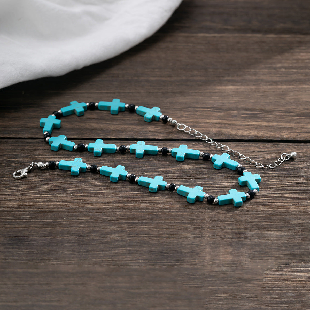 Classic Fashion Turquoise Cross Design Hip Hop Versatile Necklace