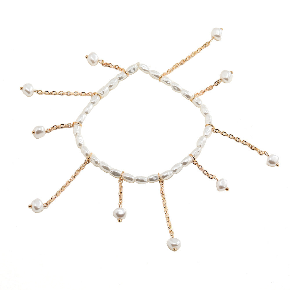 Faux Pearl Pendant Anklet