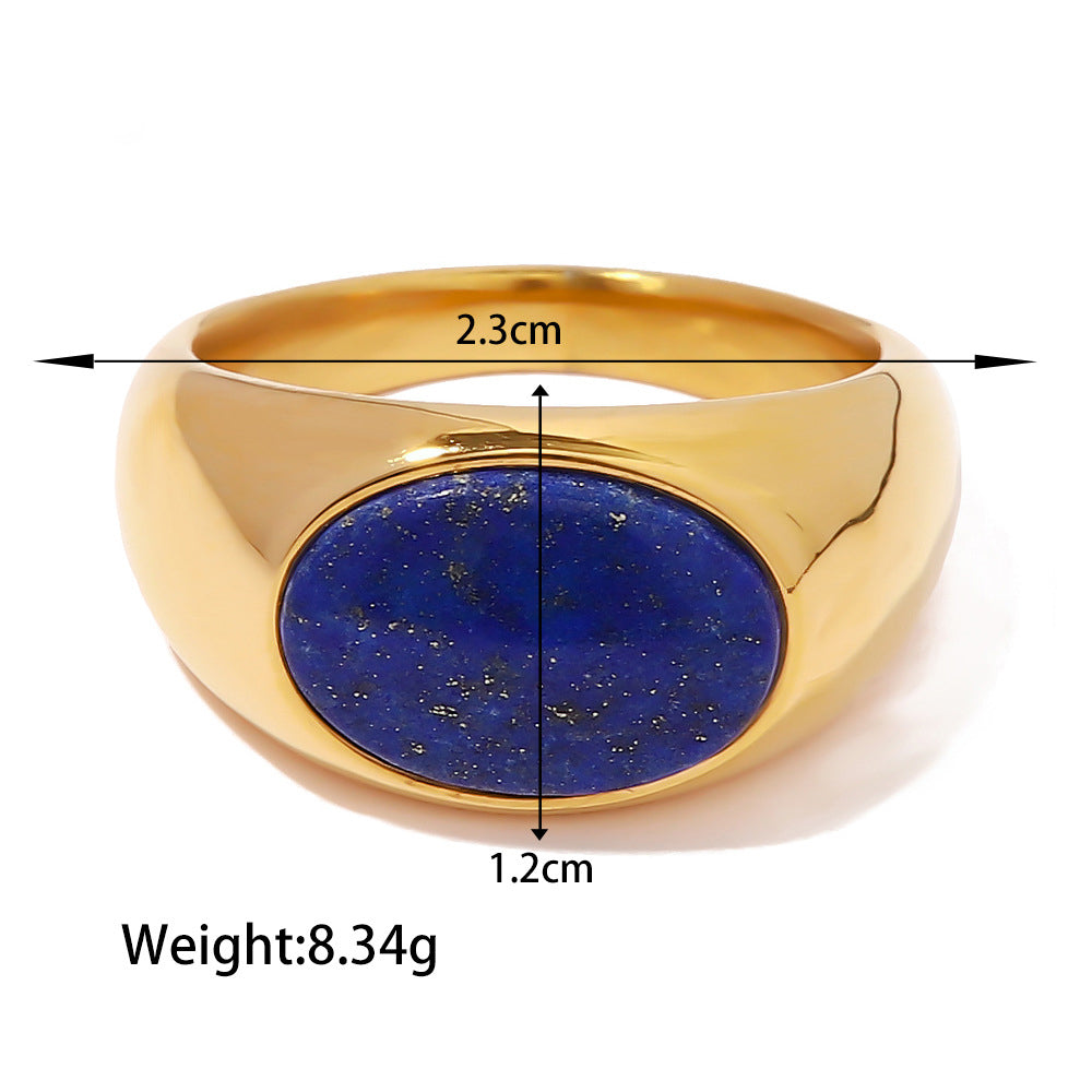 18K gold high-end light luxury lapis lazuli court retro ring