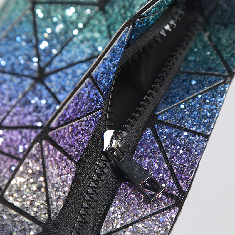 Laser and Glitter Geometric and Holographic Shoulder Chain Crossbody Bag