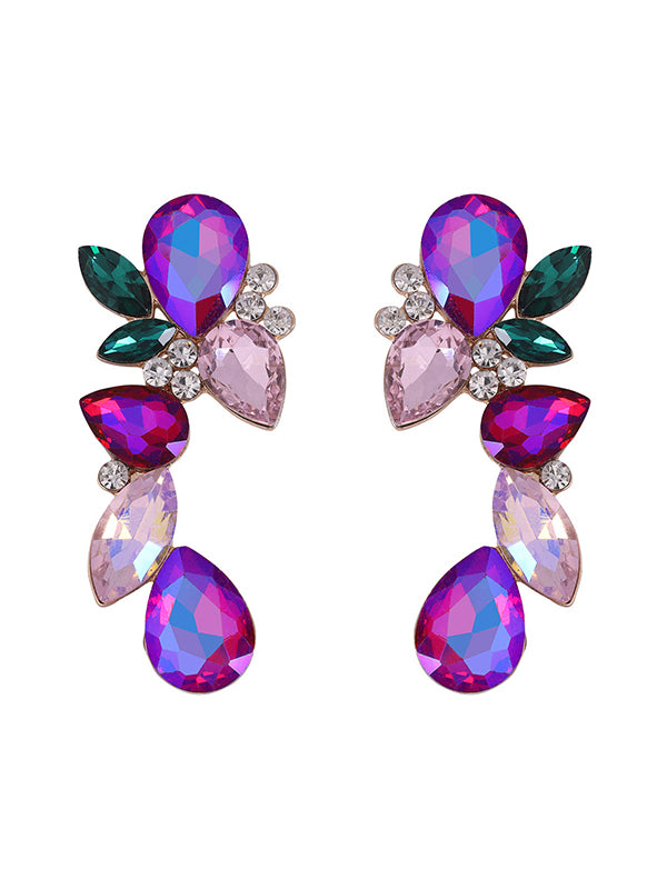 Geometric Elegance Large Rhinestone Irregular Shaped Drop Earrings