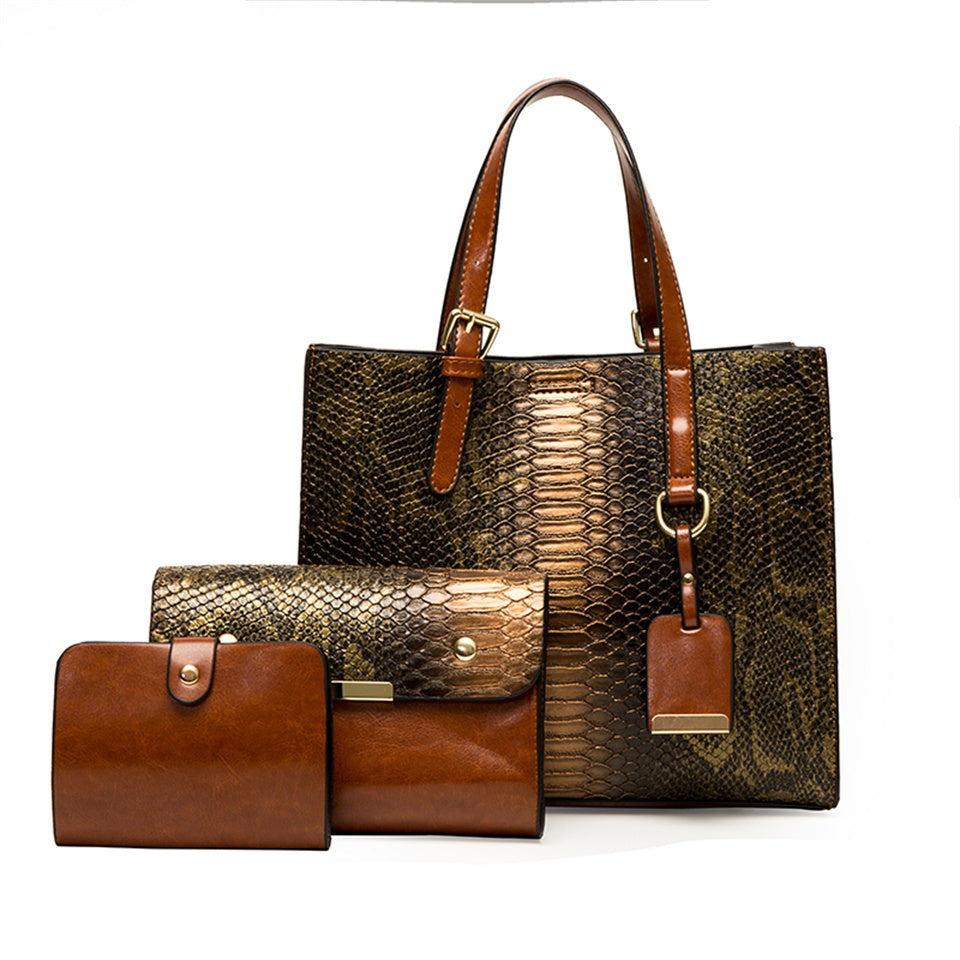 Snake Print Reptile Fashion Large Capacity Women's Handbag