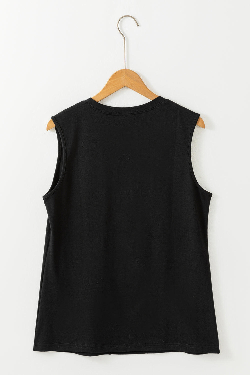 Black Crew Neck Pleated Tank Top - Stylish and Comfortable Sleeveless Top