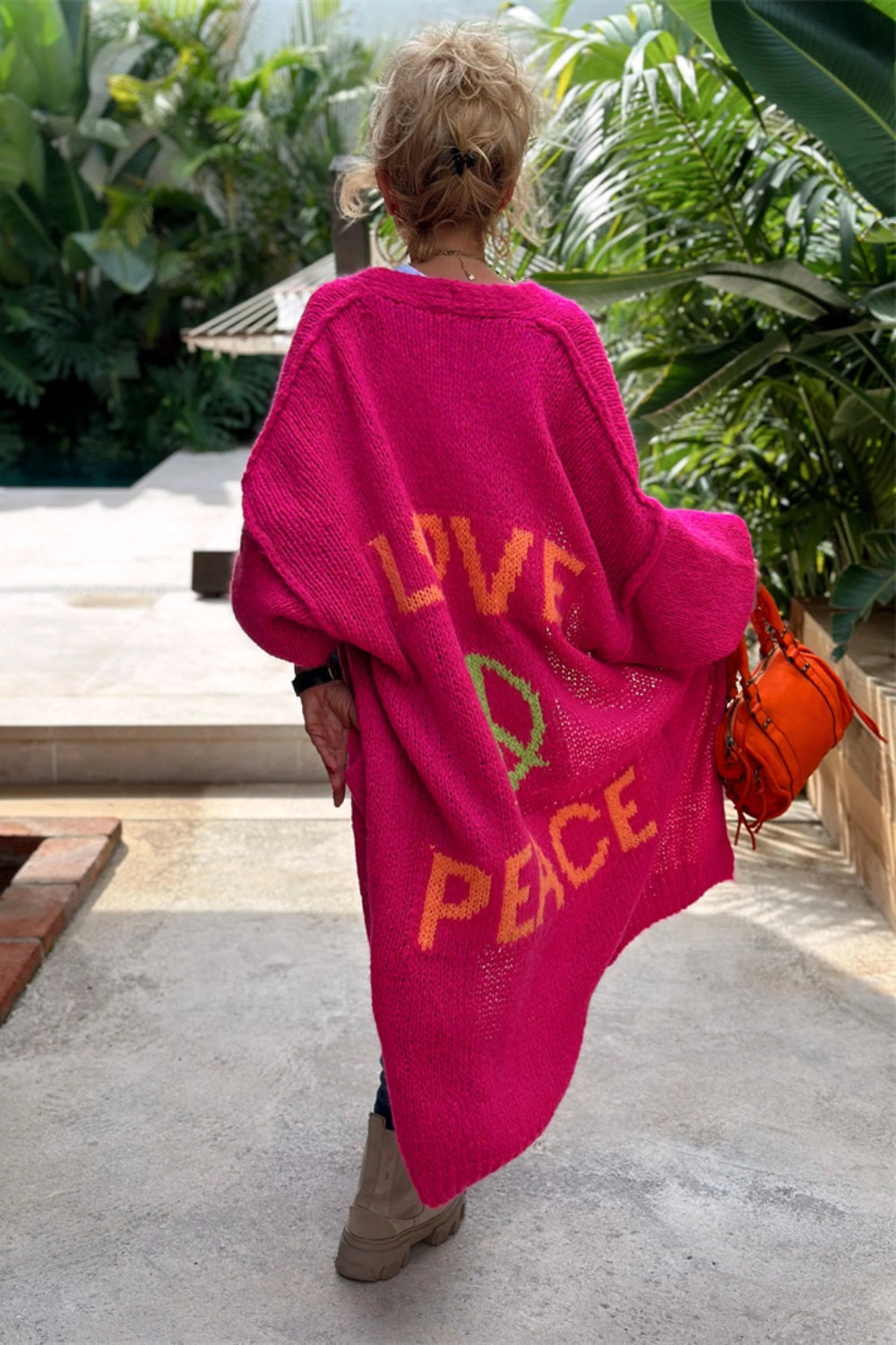 Love And Peace - Dropped Shoulder Long Sleeve Cardigan