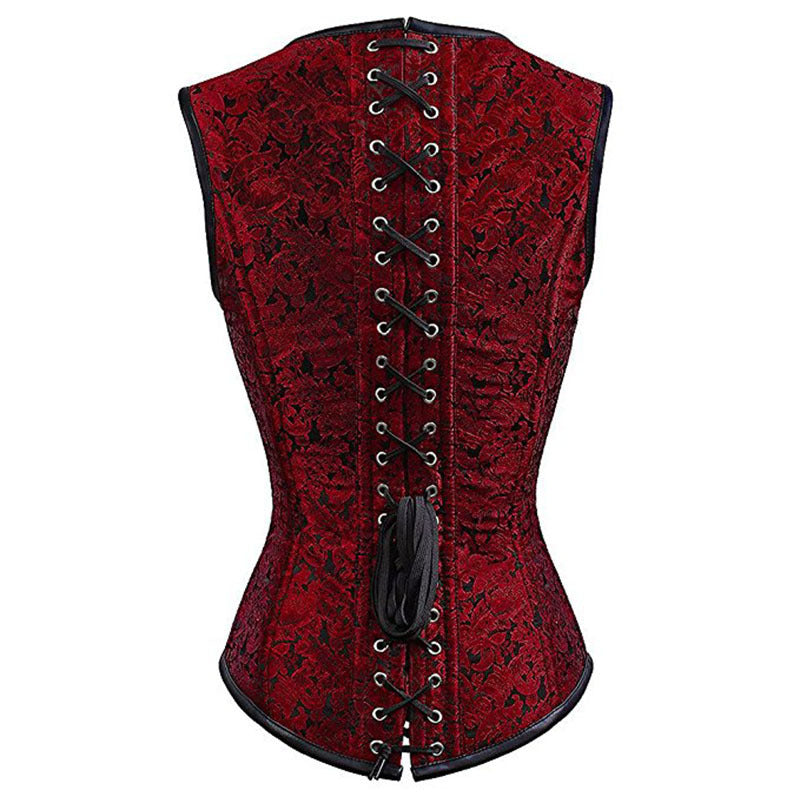 Ladies Gothic Punk Steel Double Button Double Buckle Strap Corset Top