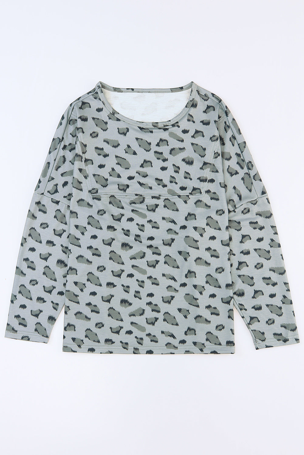 Pink Leopard Stitching Loose Long Sleeve Top