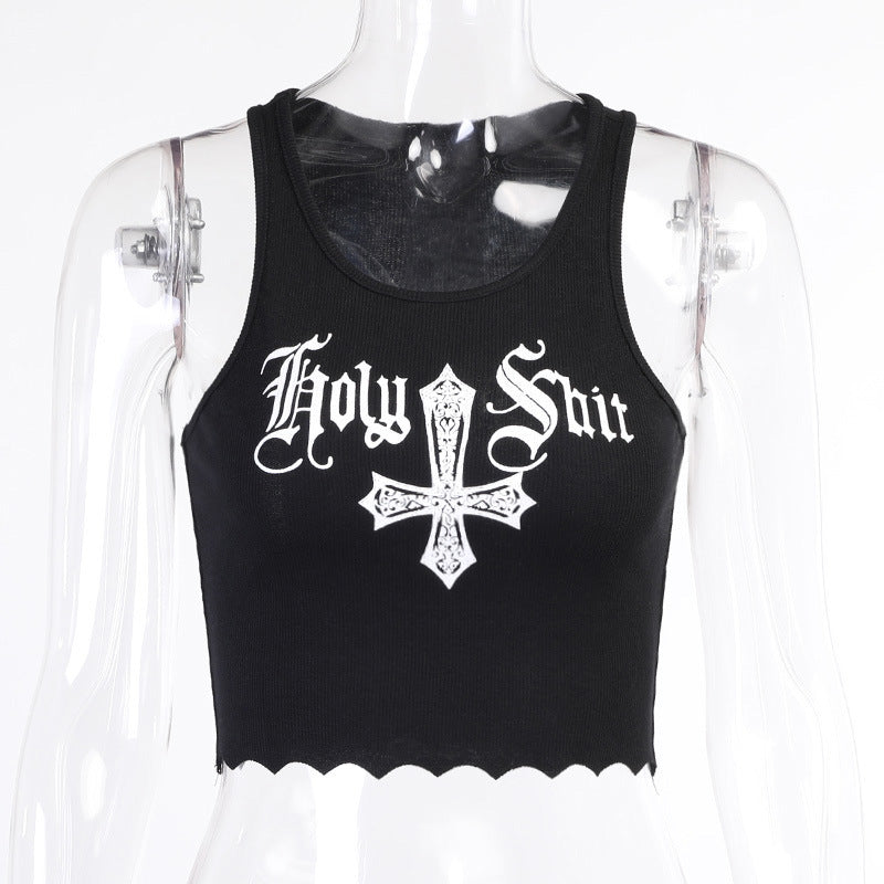 Punk Rock Goth Girl Graphic Printed Tank Tops and Tee Shirts Various Style Sexy Summer Festival Fashion Crop Tops