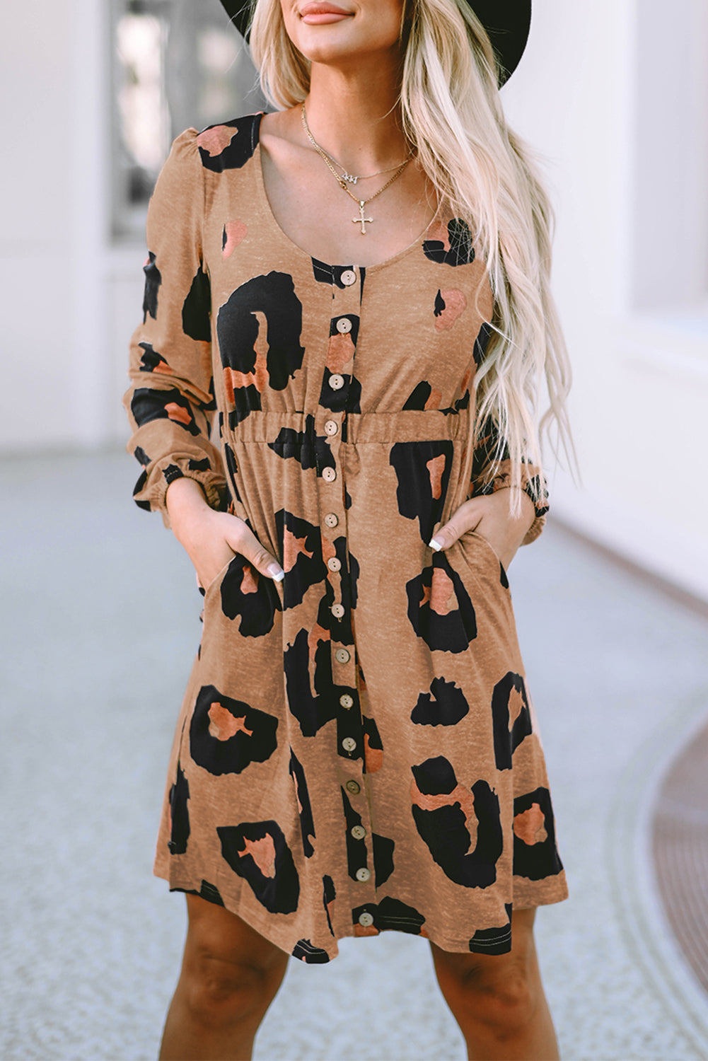 Leopard Pocket Short Sleeve Drawstring Lounge Set