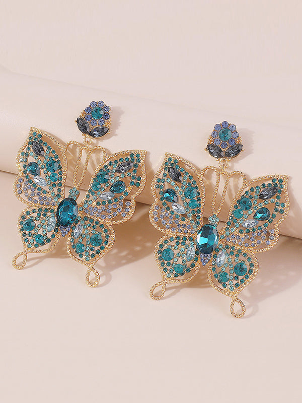 Butterfly Shaped Rhinestone Drop Earrings