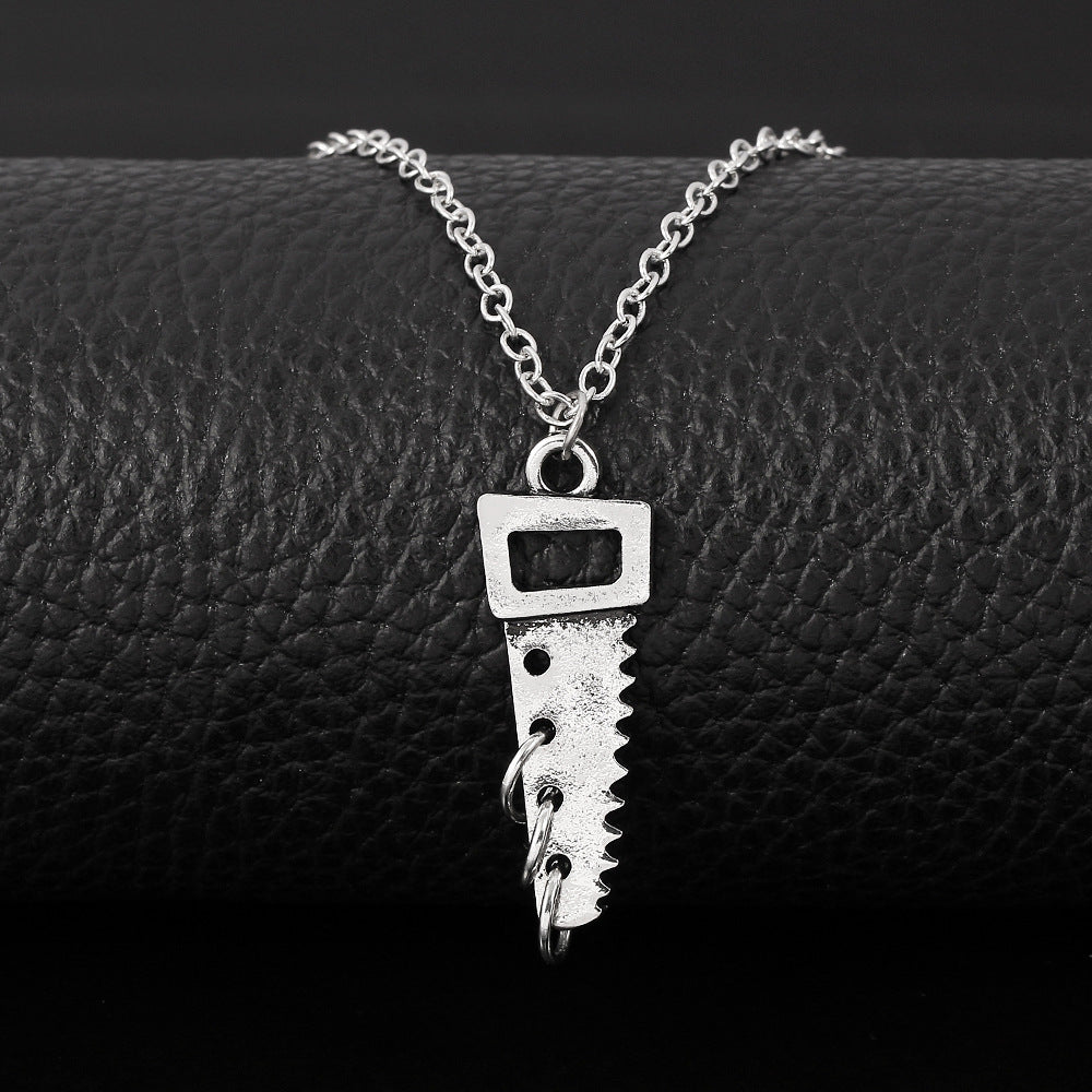 Streetwear Dark Charm Hand Saw Punk Style Necklace