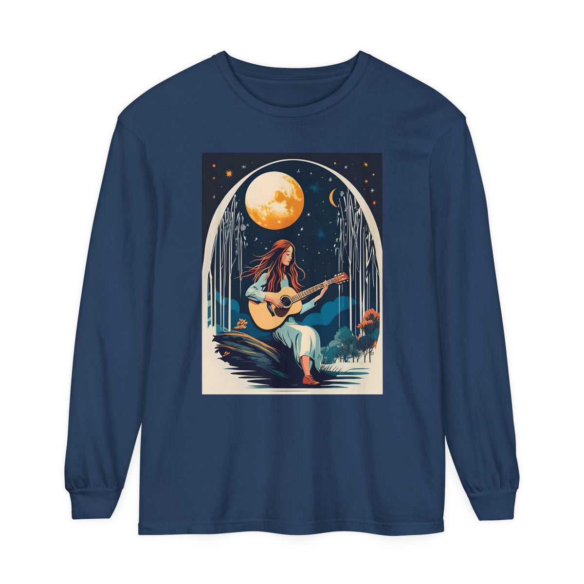 Night Melodies Unisex Garment-dyed Long Sleeve T-Shirt