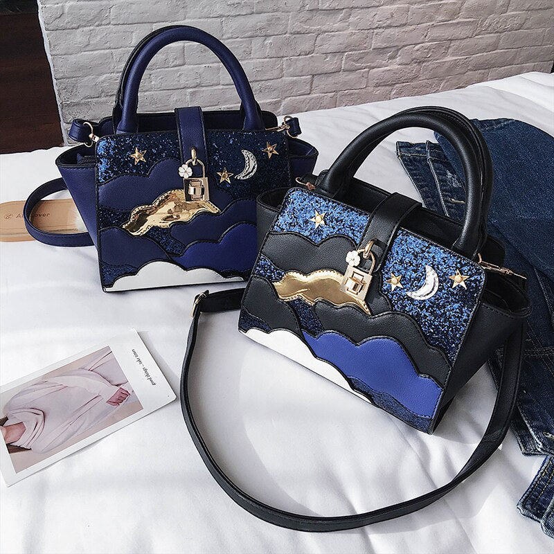 Small Crossbody Starry Sky Embossed Sparkle Shoulder Bag Handbag