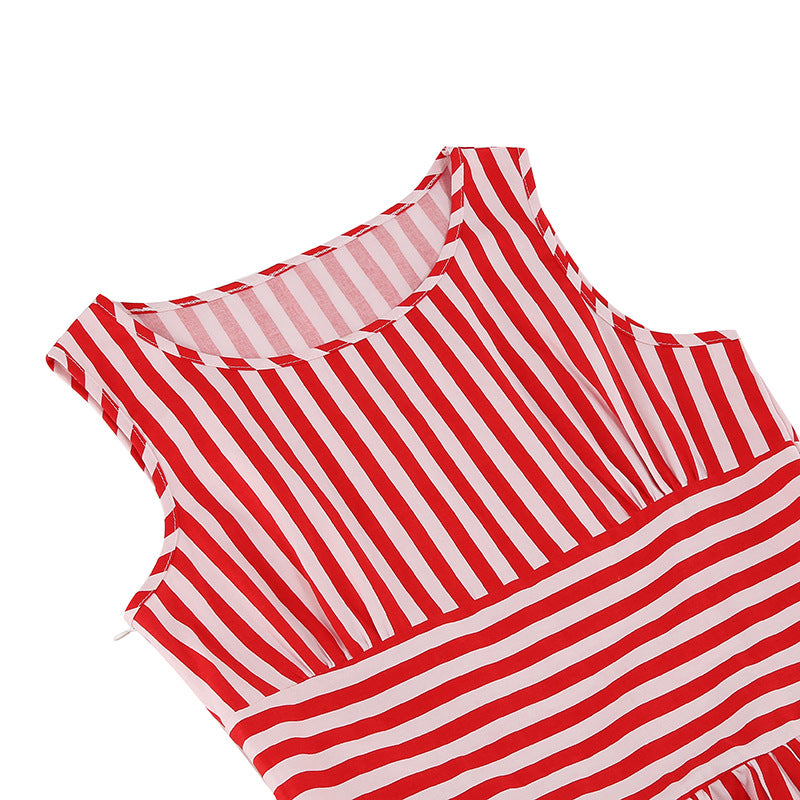 Peppermint Striped Patchwork Retro Swing Dress