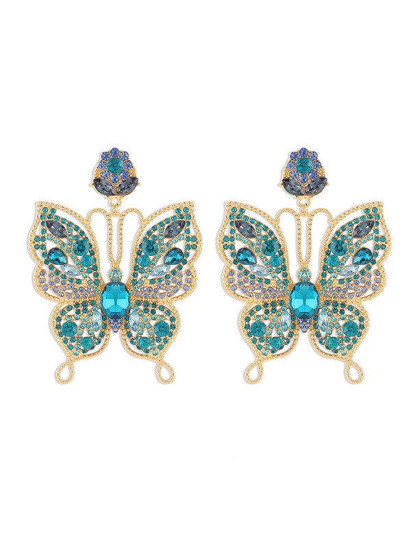 Butterfly Shaped Rhinestone Drop Earrings