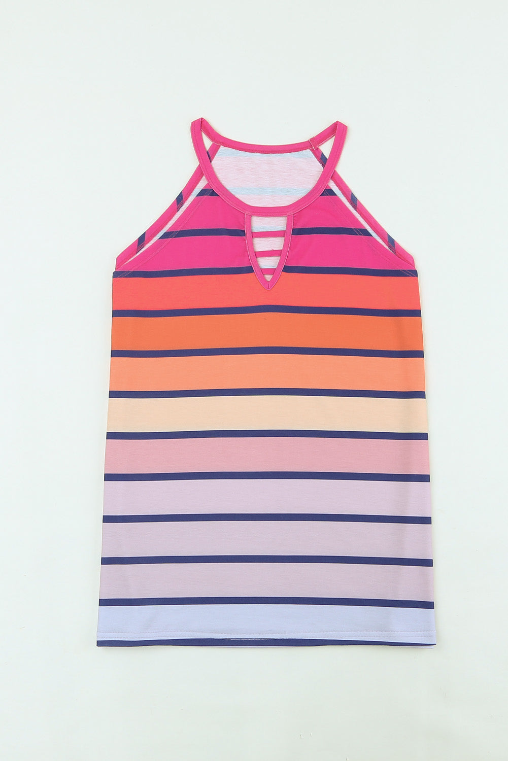 Multicolor Ombre Tie Dye & Striped Print Keyhole Neck Camisole