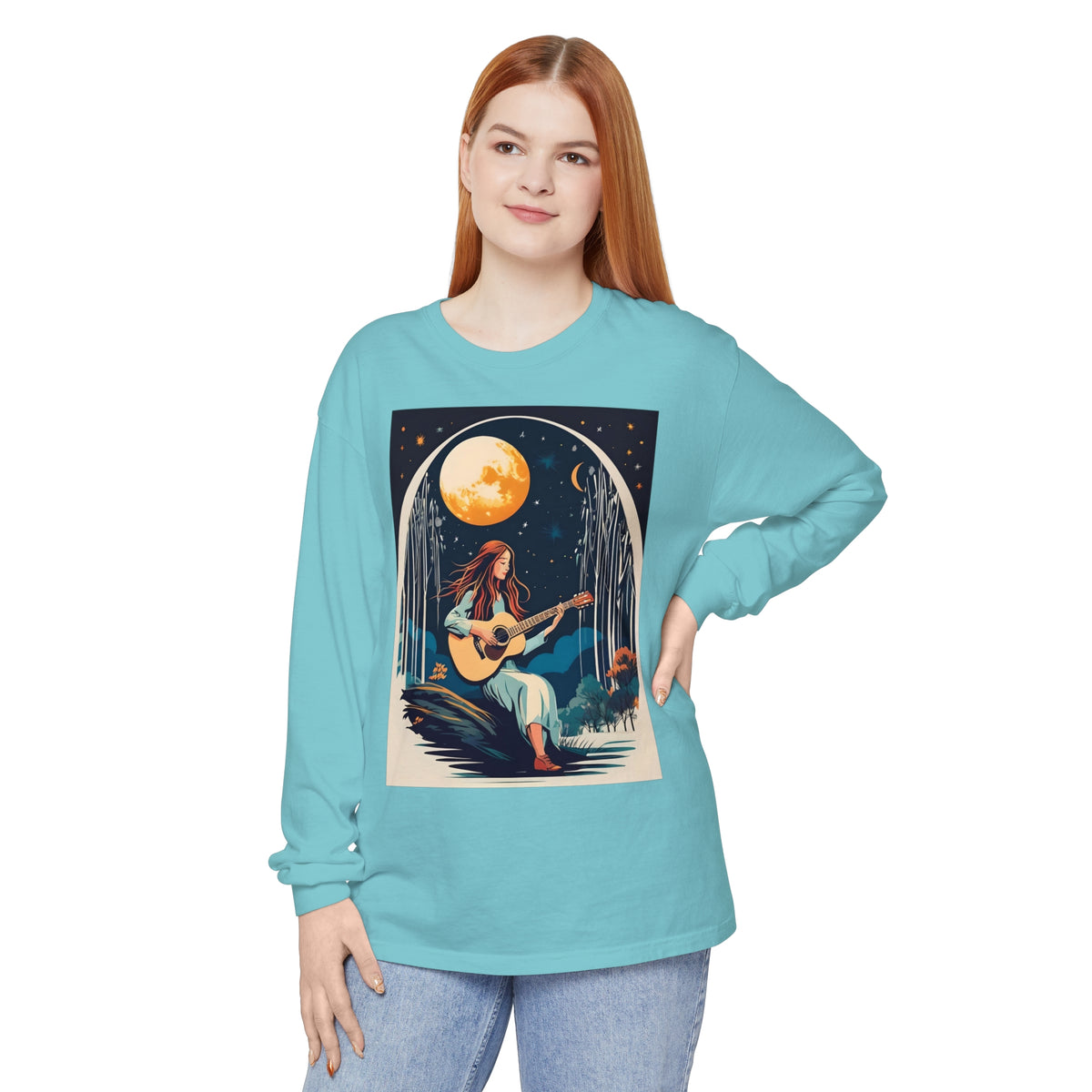 Night Melodies Unisex Garment-dyed Long Sleeve T-Shirt