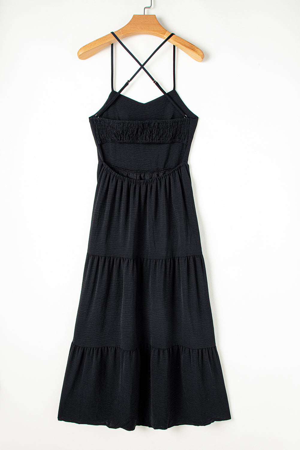 Black Crossover Backless Tiered Maxi Dress - Elegant and Stylish Bodice Dress