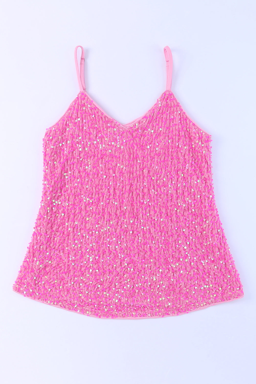 Pink Sexy Shiny Sequin Spaghetti Strap Cami Top