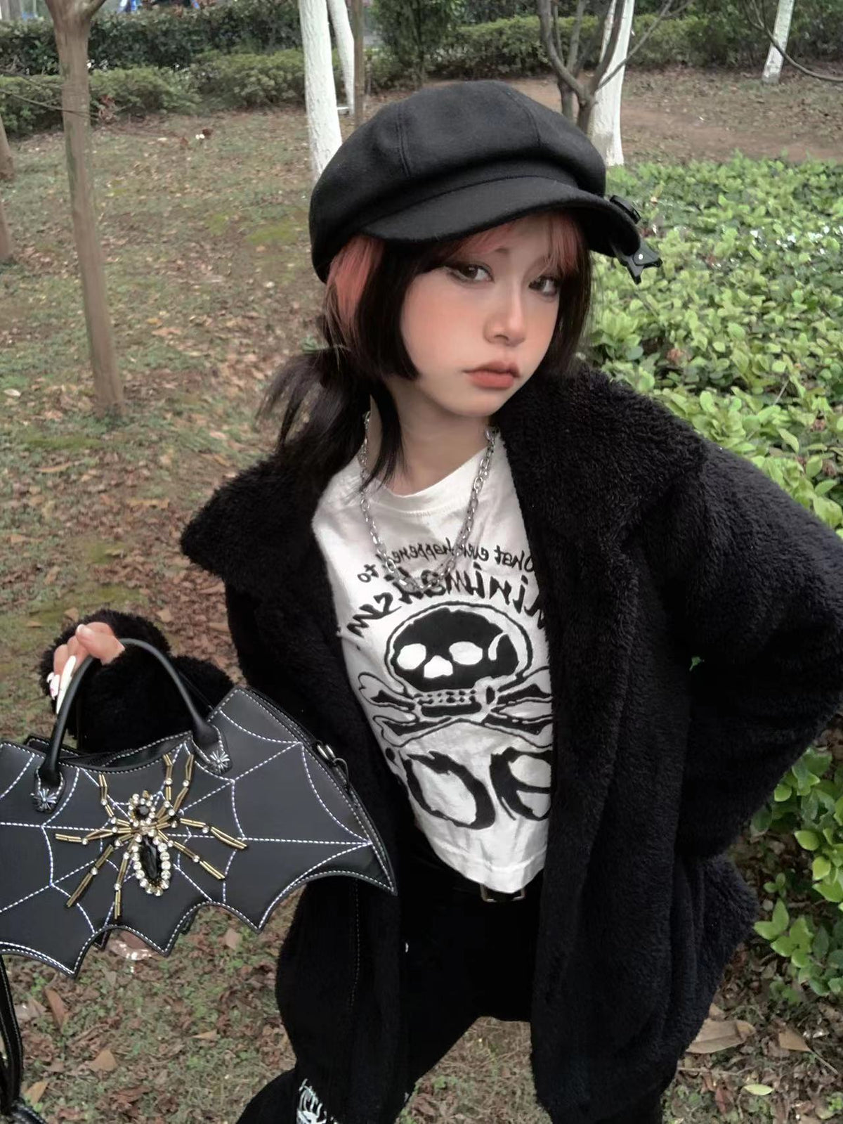 Bats In The Spider Web Small Clutch Novelty Goth Handbag