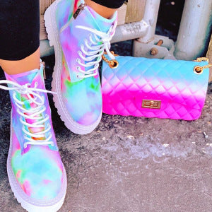 Colorful Tie Dye Martin Casual Punk Ankle Boots