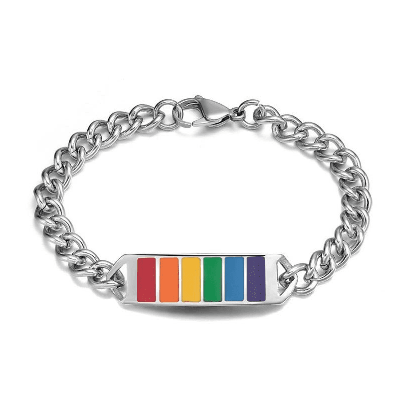 Silver Plated Alloy Rainbow Rope Chain Clasp Bracelet