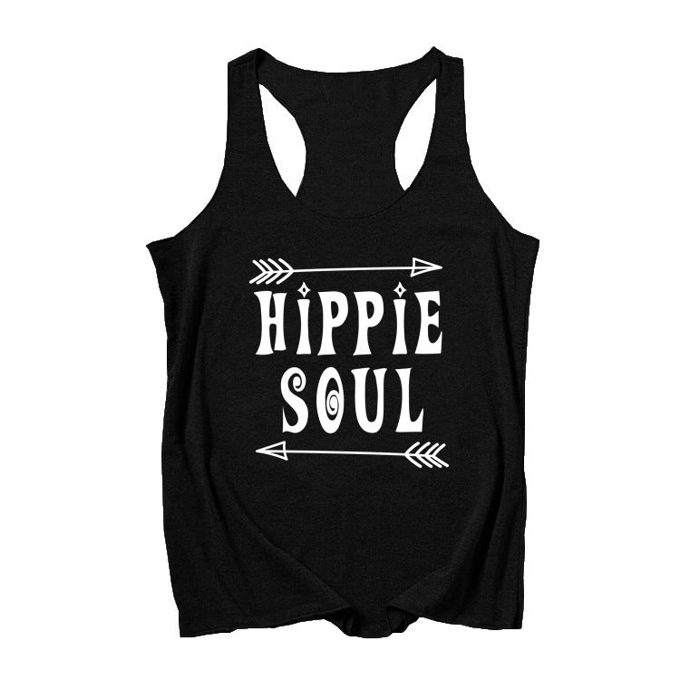 Hippie Soul Racer Back Casual Graphic Print Tank Top