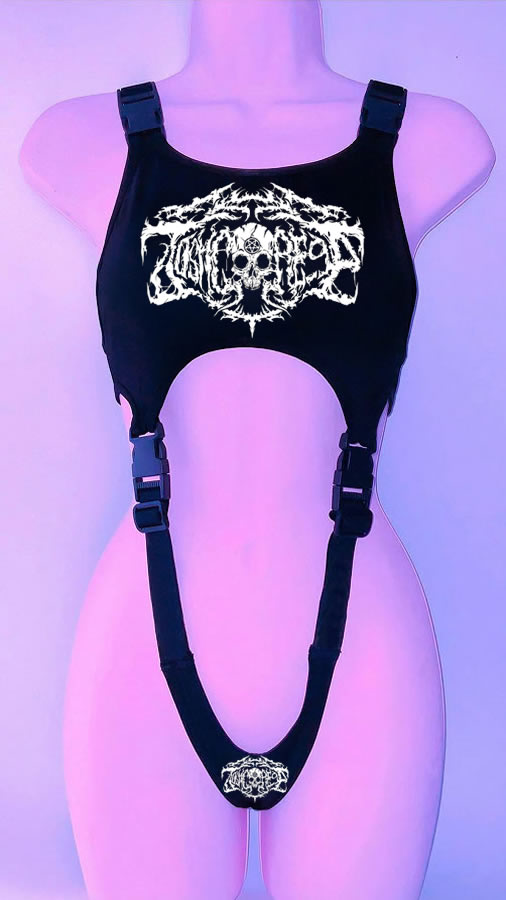 Goth Skinny Retro Short Vest Clip Garter Style Crop Top