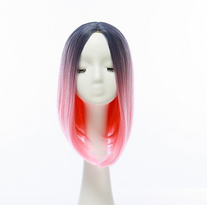 Short Cropped Style Bob Gradient Died Cosplay Wig