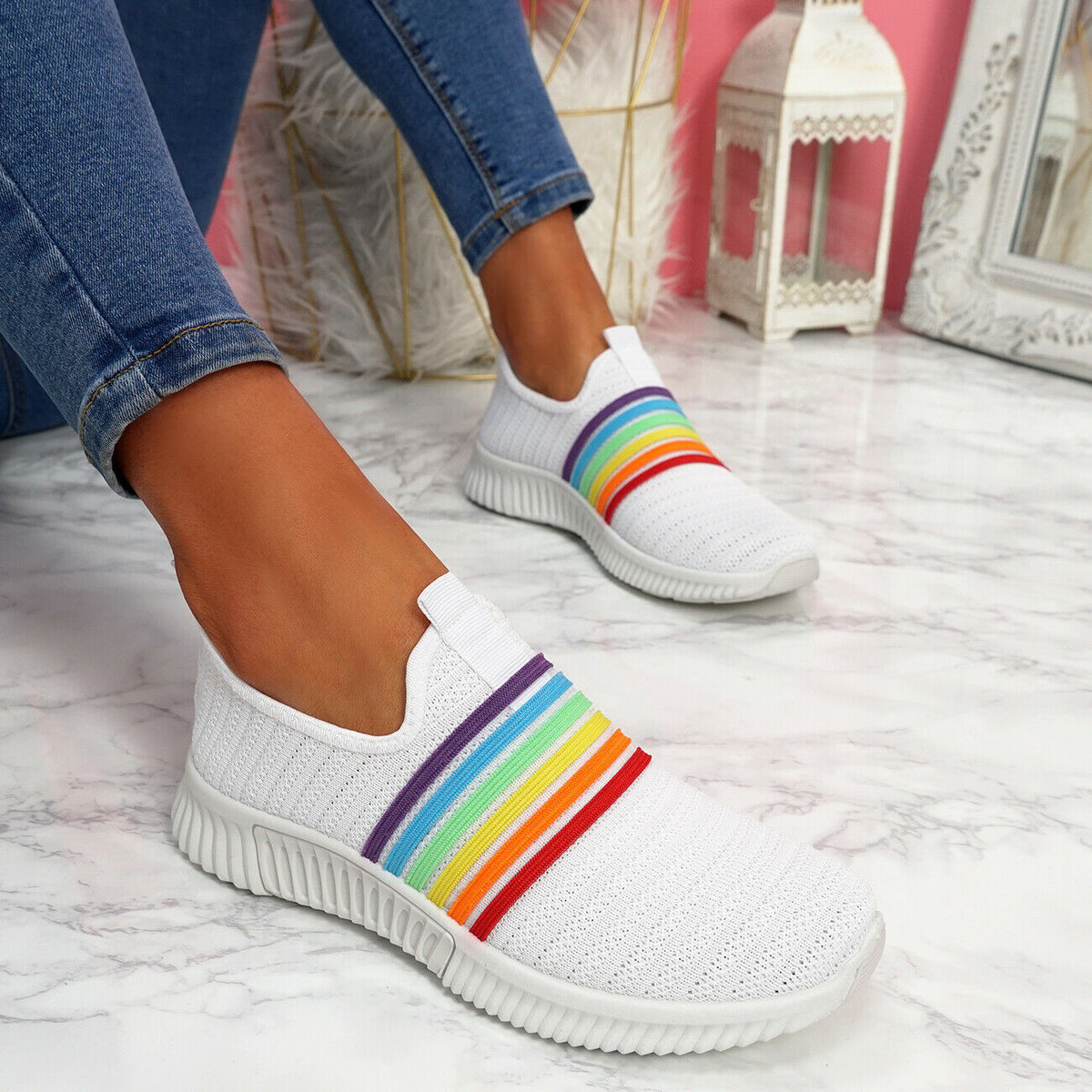 Comfortable netted rainbow sneakers Limited Colors Available