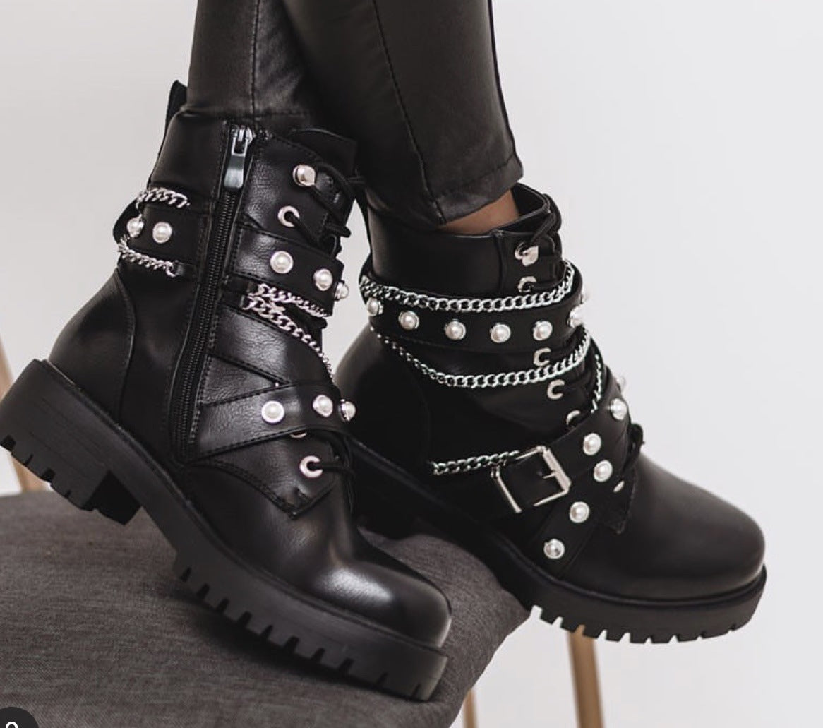 British Punk Rock Style Motorcycle Ankle Boots