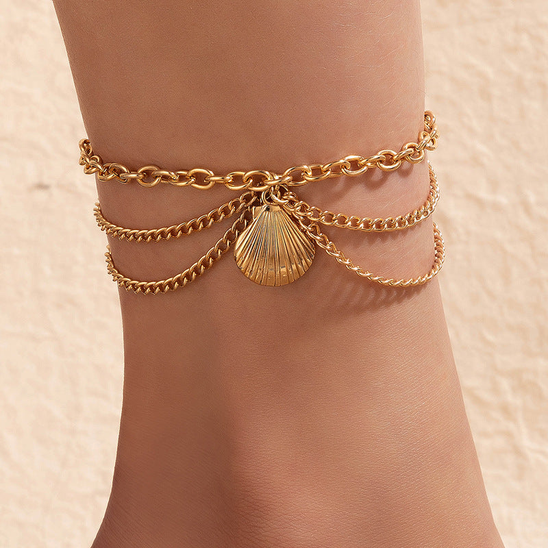 Geometric Multilayer Creative Anklet