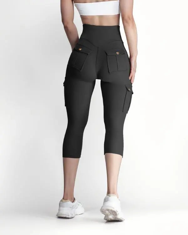 Pocket Design High Waist Sports Active Pants