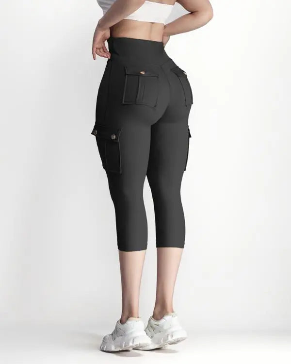 Pocket Design High Waist Sports Active Pants