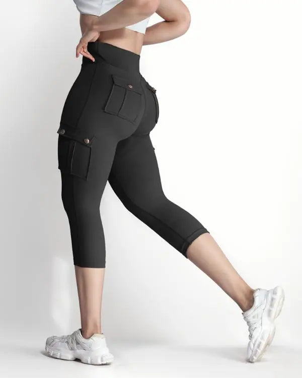 Pocket Design High Waist Sports Active Pants