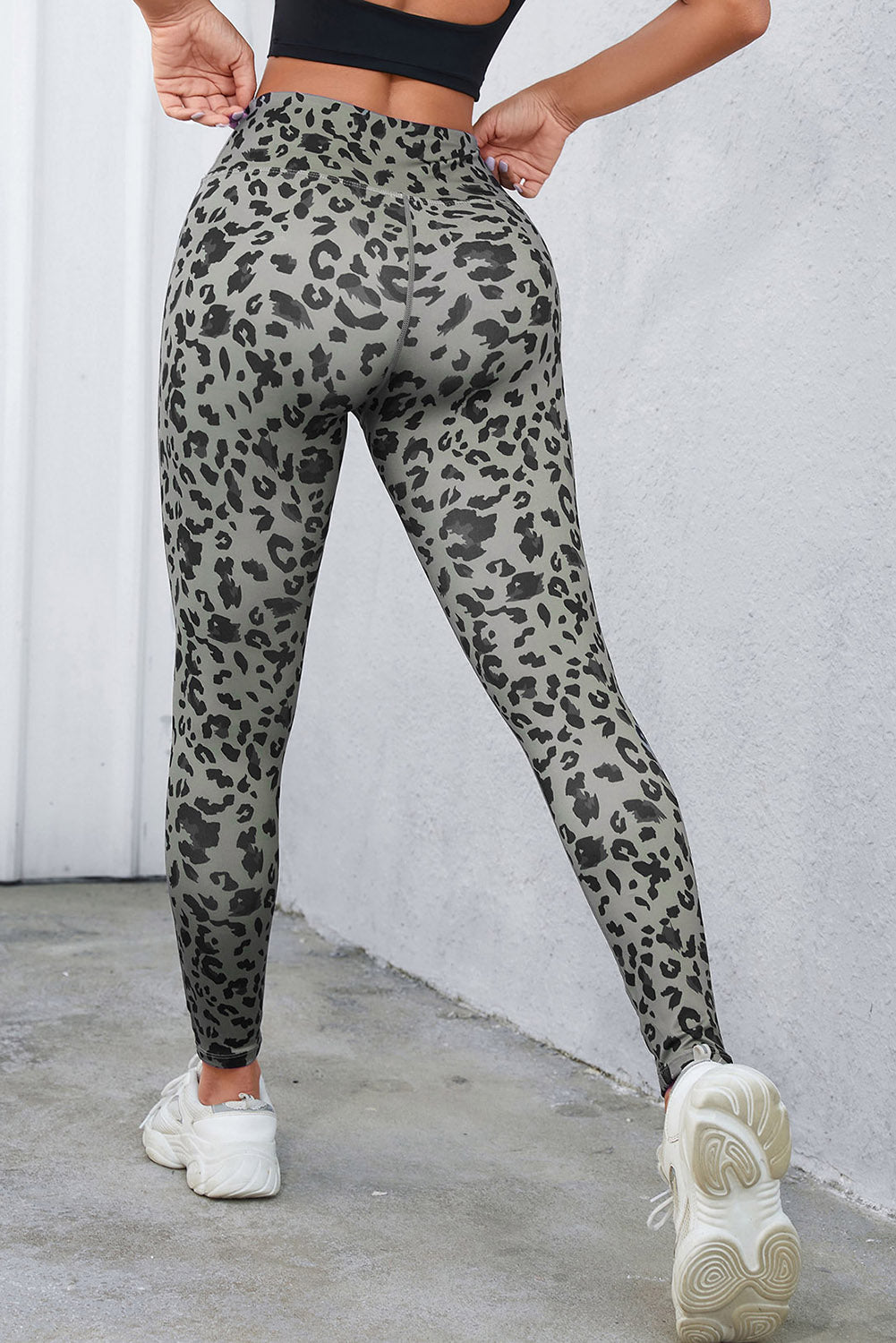 Blue Classic Leopard Print Active Leggings