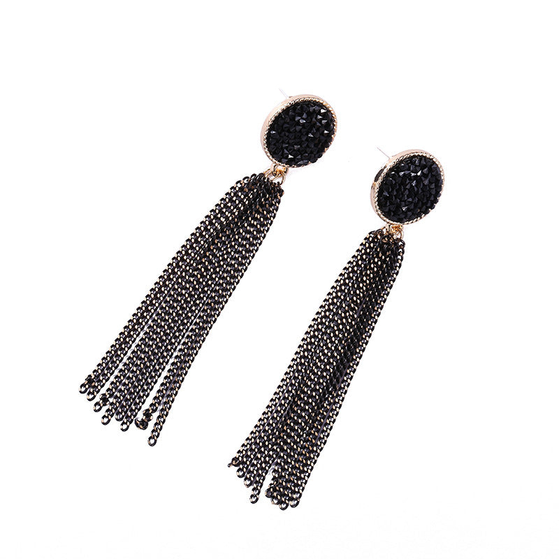 Trendy Black Tassel Boho Wild Statement Earrings