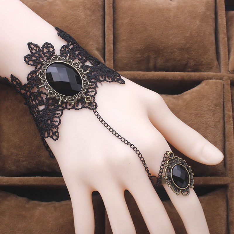 Fashion Vintage Gothic Palace Lace Gem Bracelet