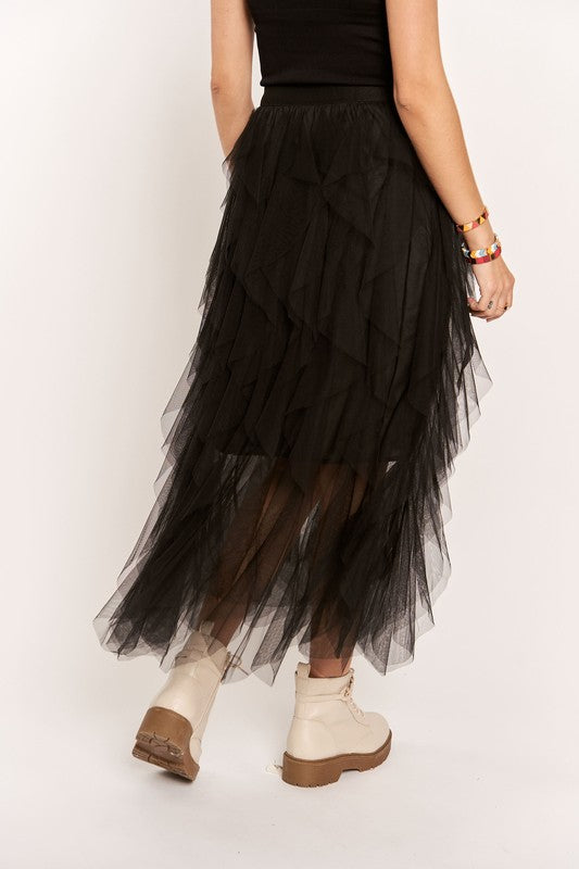 ADORA Ruffled Elastic Waist Midi Skirt