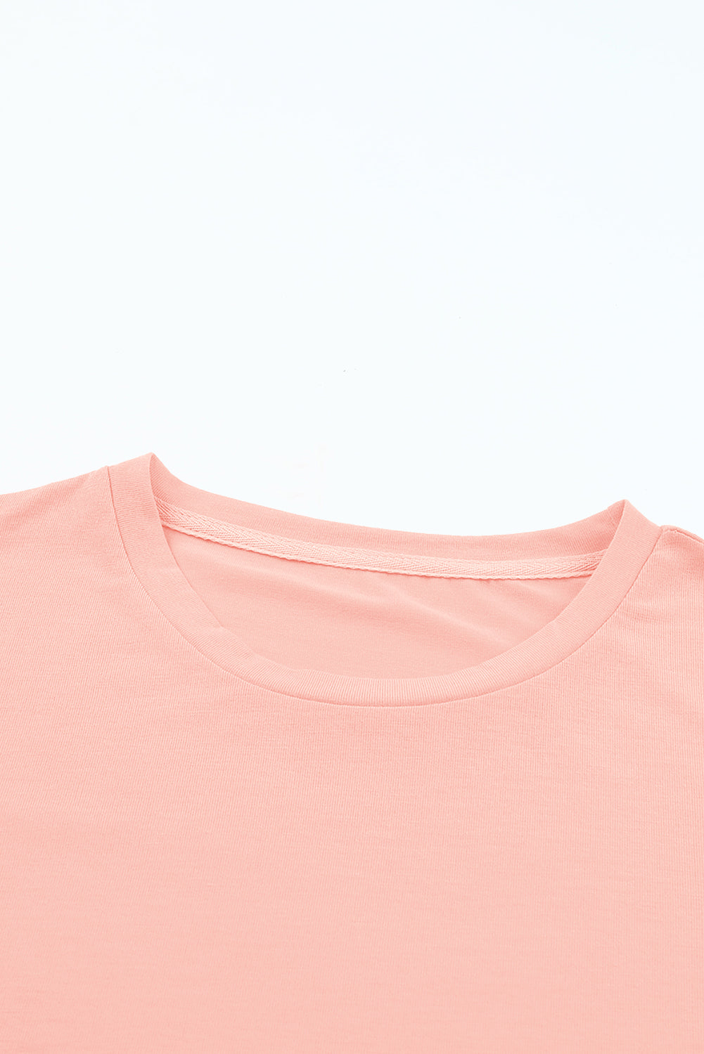 Rose Red Casual Plain Crew Neck Tee