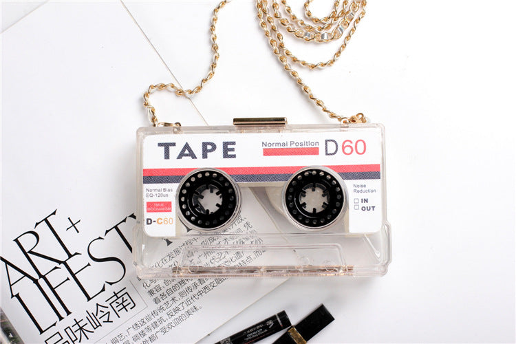 B Sides Retro Cassette Tape Chain Strap Purse